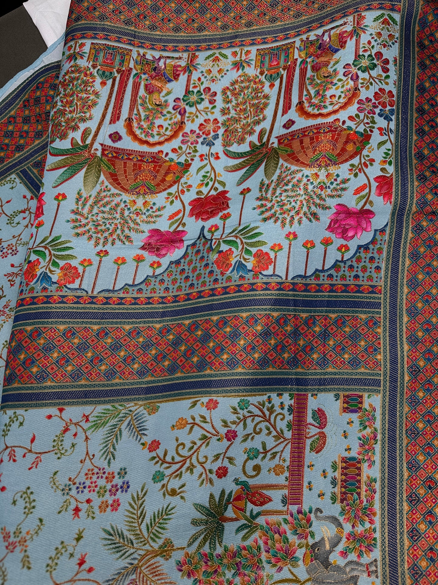 Pure  Pashmina Weaving  Ziraf Silk Saree
