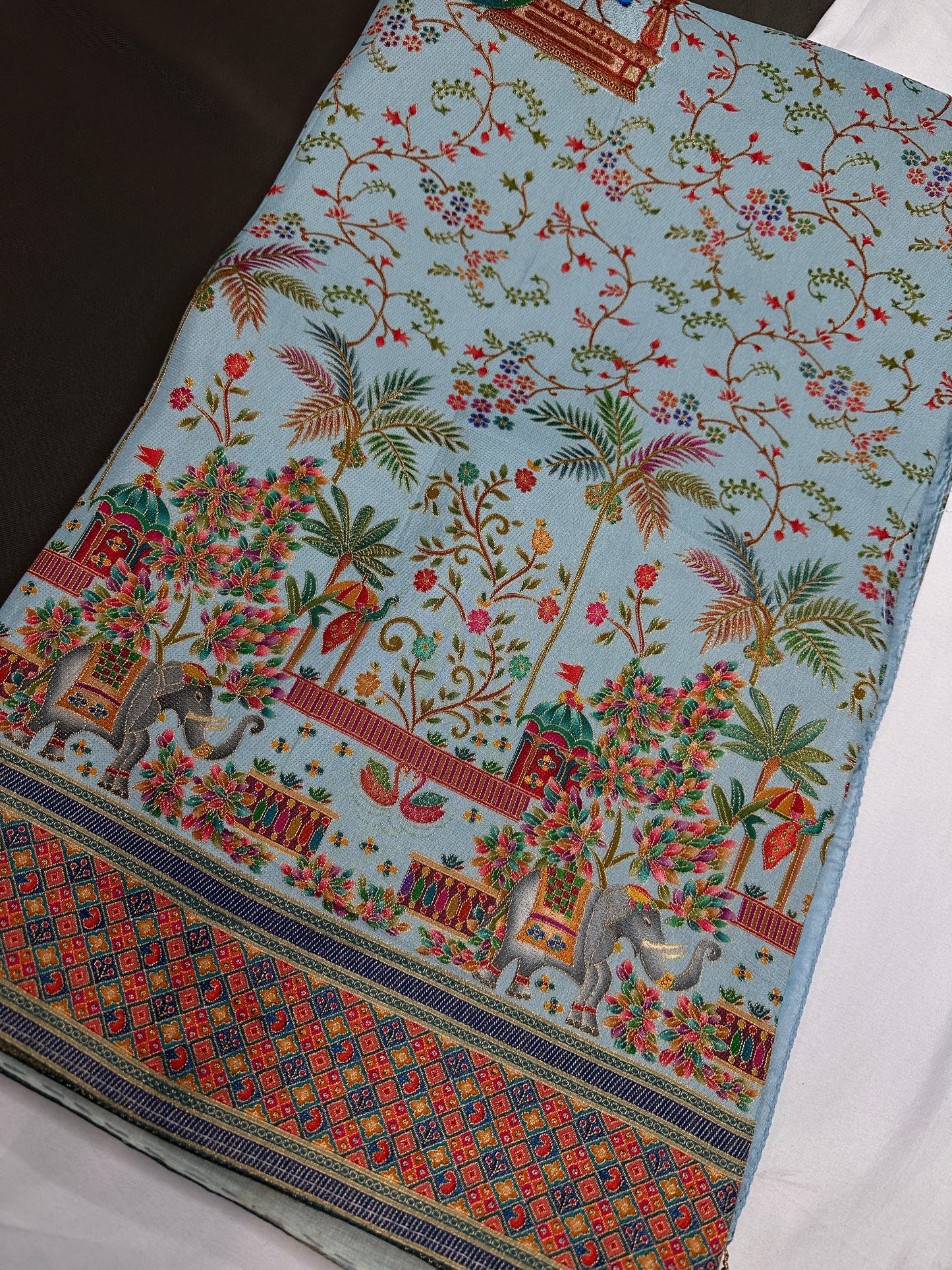Pure  Pashmina Weaving  Ziraf Silk Saree
