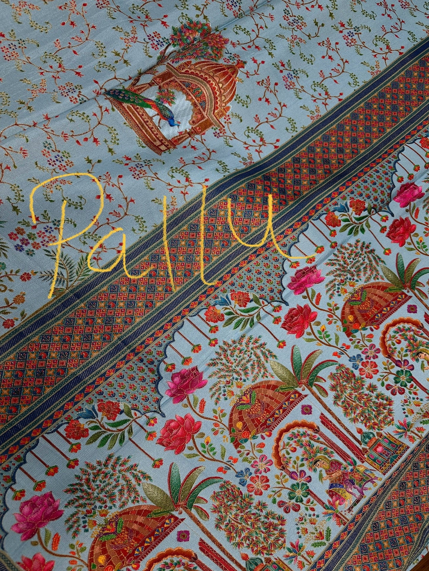Pure  Pashmina Weaving  Ziraf Silk Saree