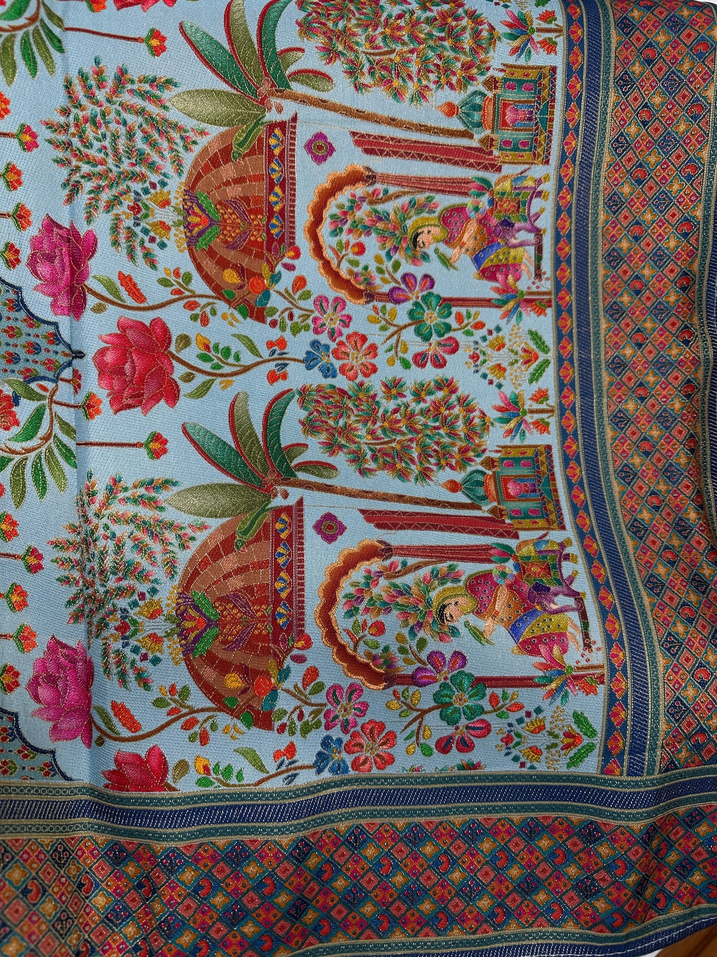 Pure  Pashmina Weaving  Ziraf Silk Saree