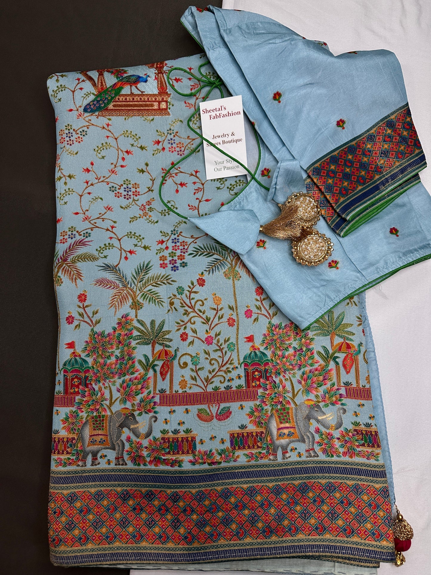 Pure  Pashmina Weaving  Ziraf Silk Saree
