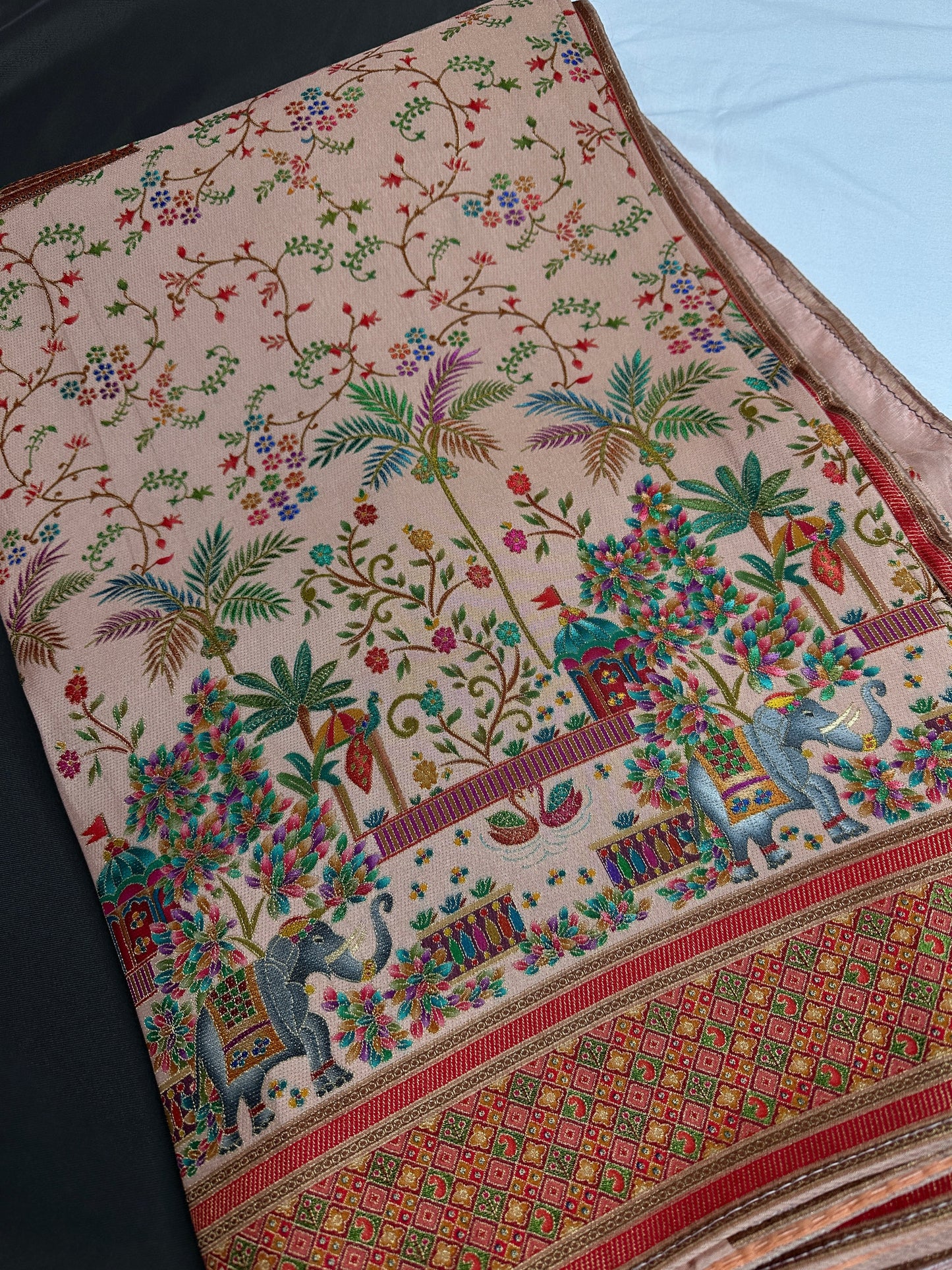 Pure  Pashmina Weaving  Ziraf Silk Saree