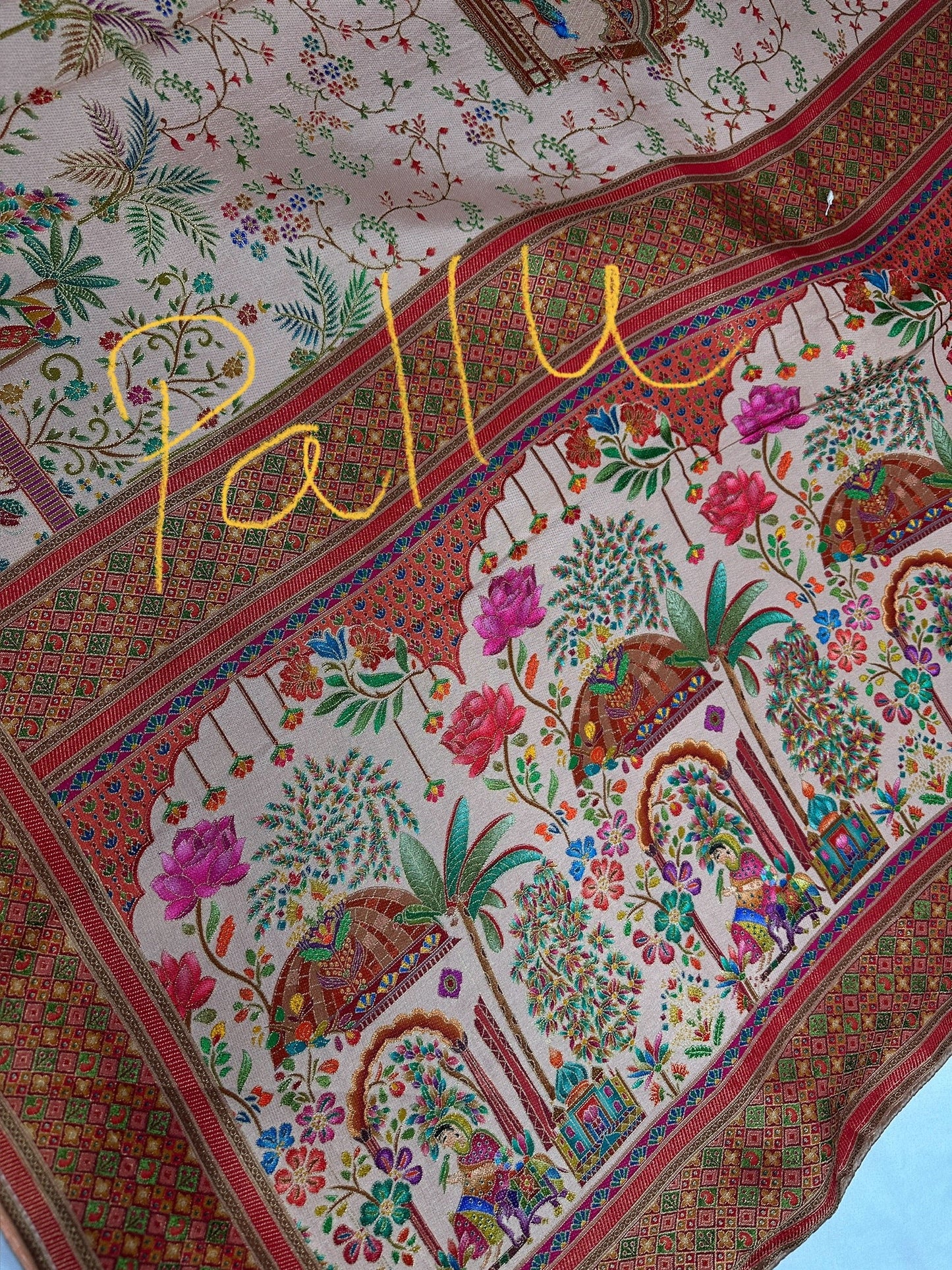 Pure  Pashmina Weaving  Ziraf Silk Saree