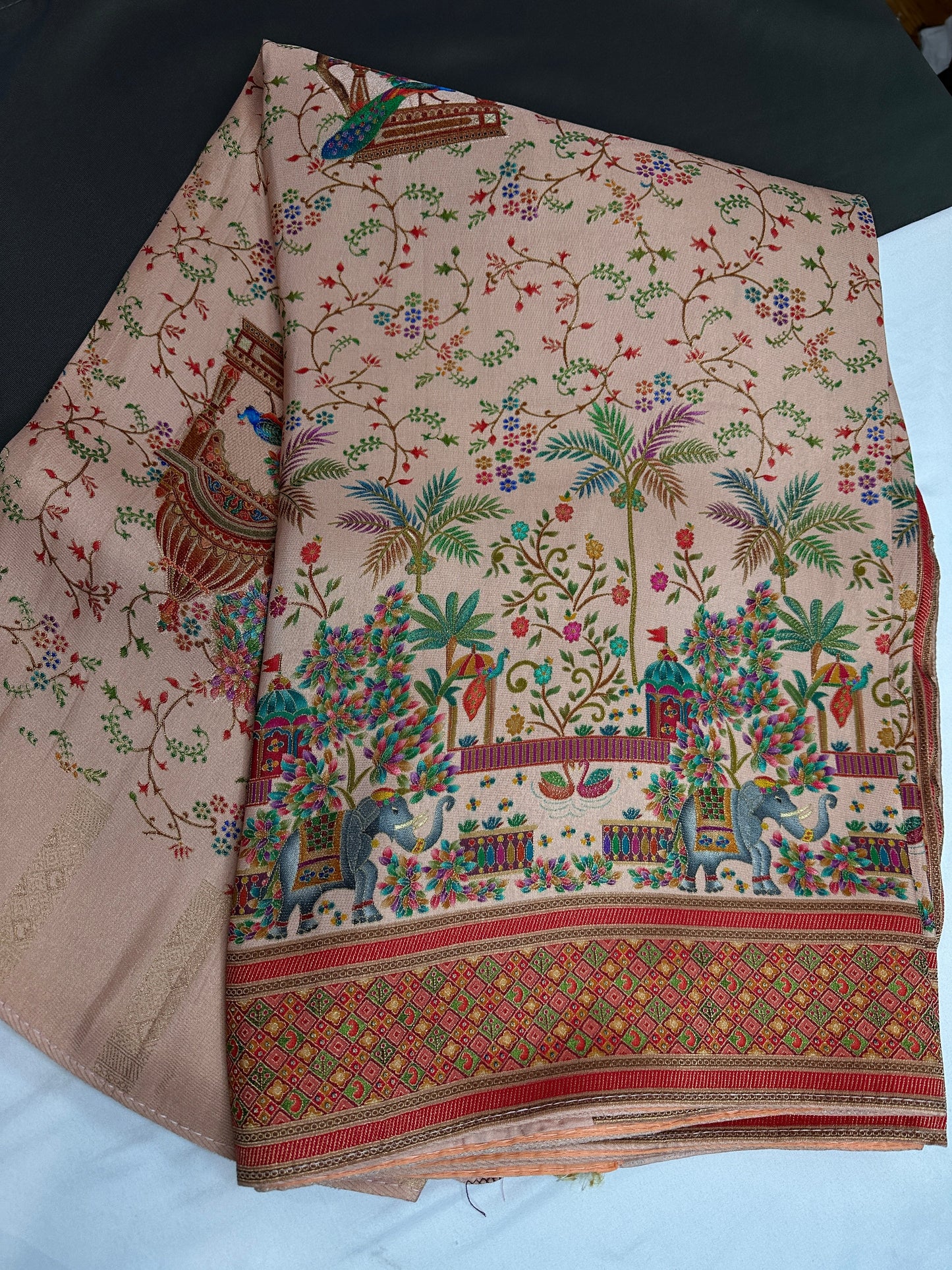 Pure  Pashmina Weaving  Ziraf Silk Saree