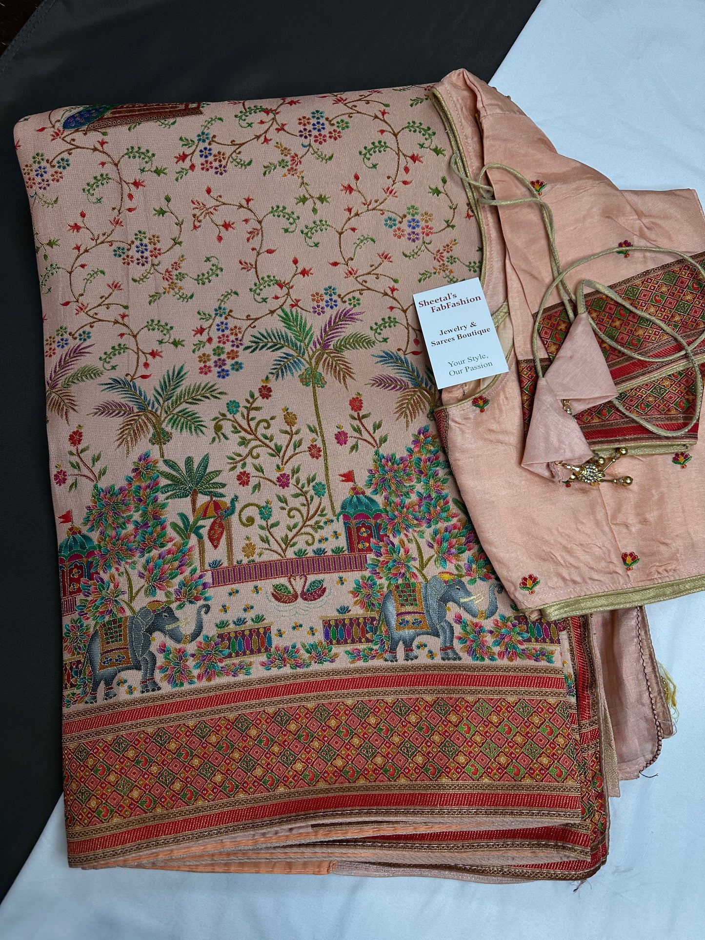 Pure  Pashmina Weaving  Ziraf Silk Saree