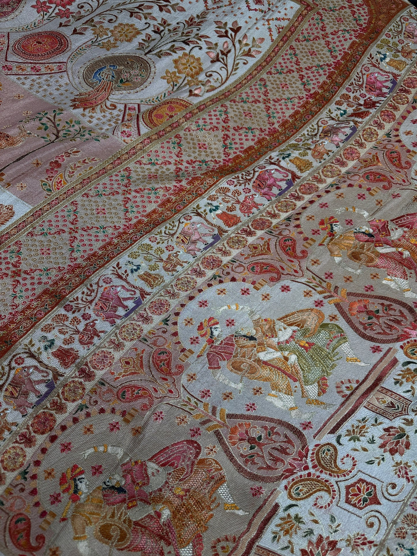 Pure  Pashmina Weaving  Ziraf Silk Saree