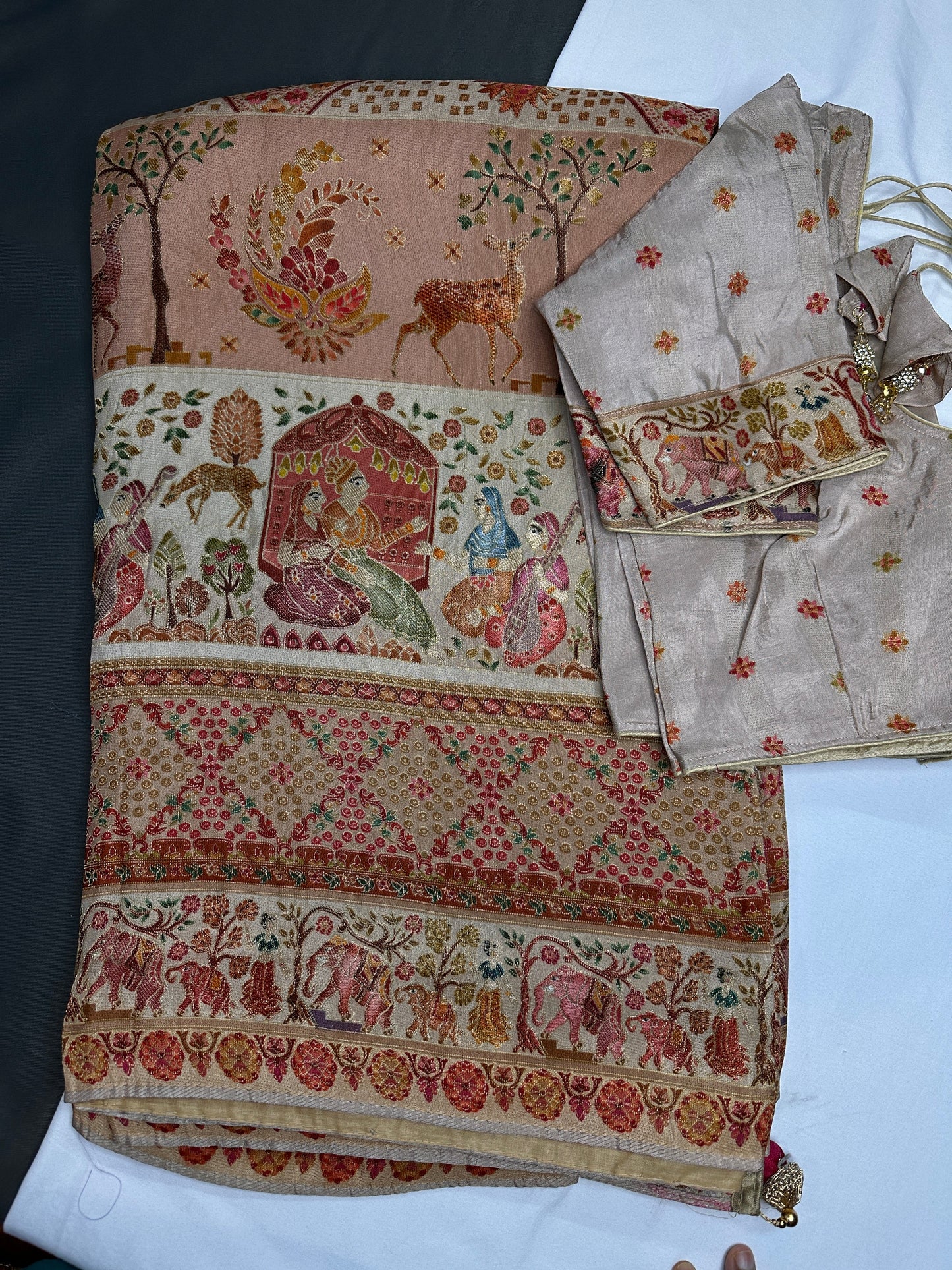 Pure  Pashmina Weaving  Ziraf Silk Saree