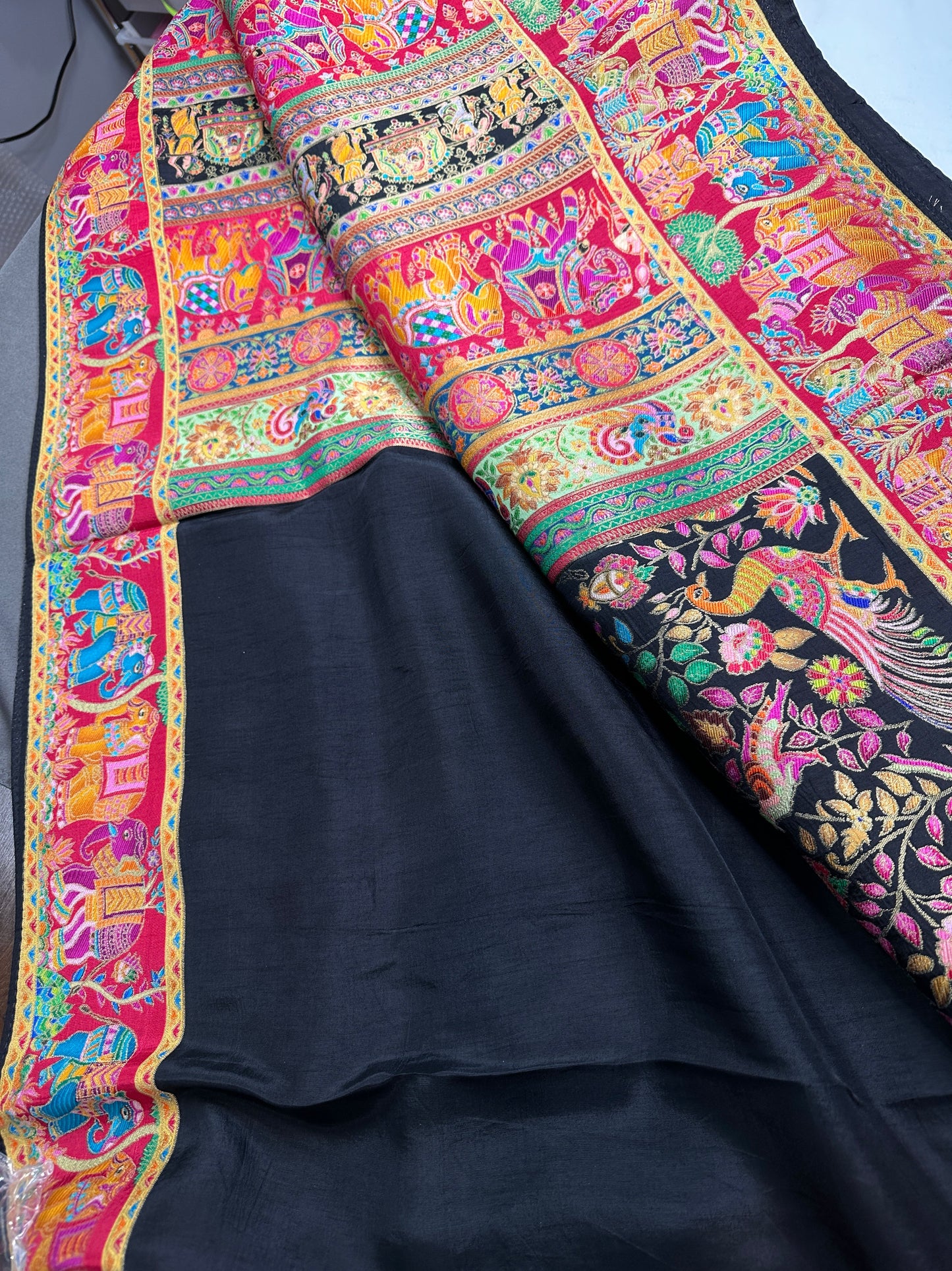 Pure  Pashmina Weaving  Ziraf Silk Saree