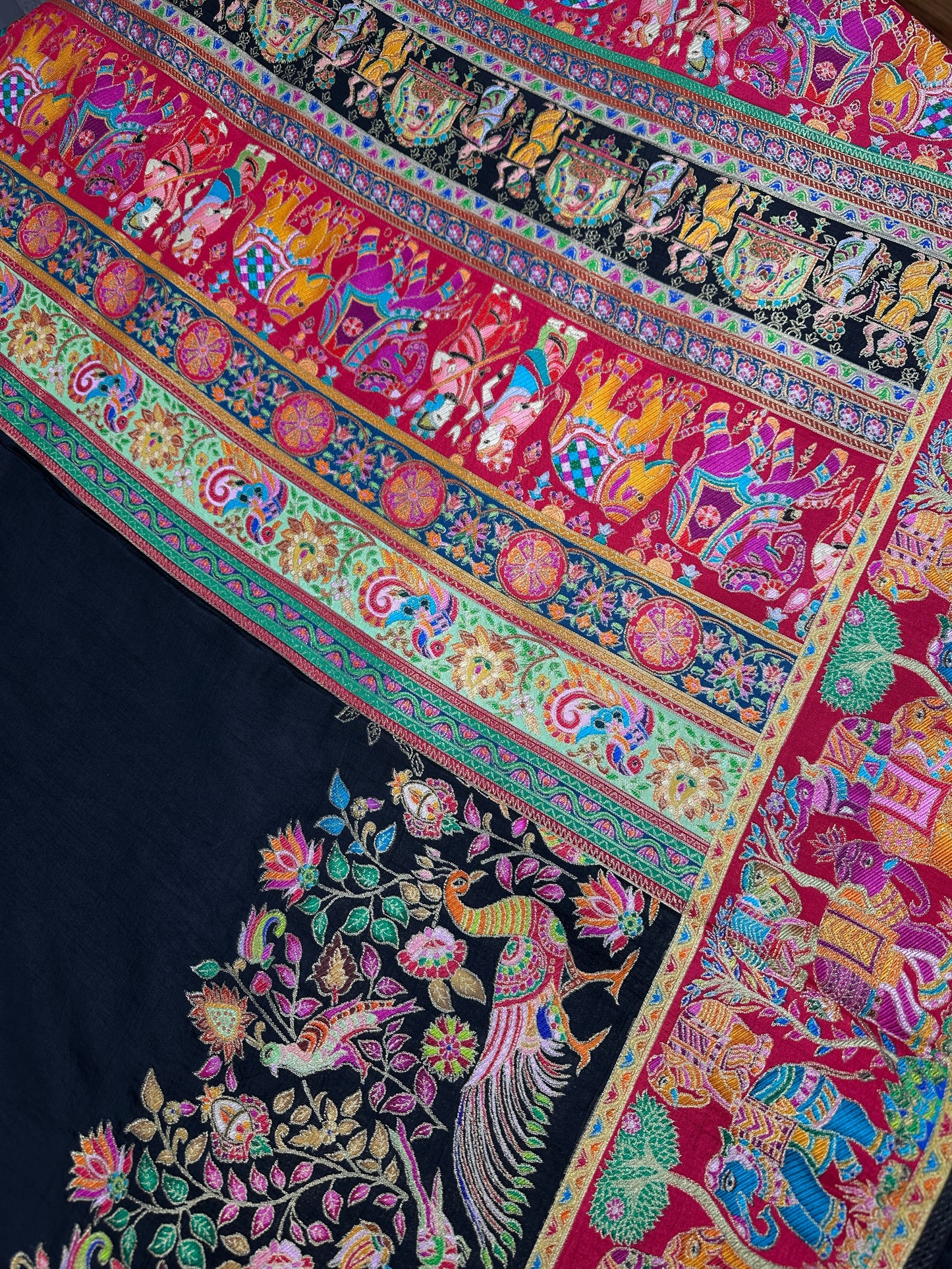 Pure  Pashmina Weaving  Ziraf Silk Saree