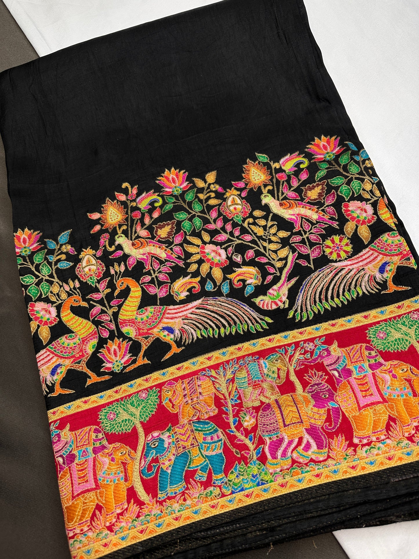 Pure  Pashmina Weaving  Ziraf Silk Saree