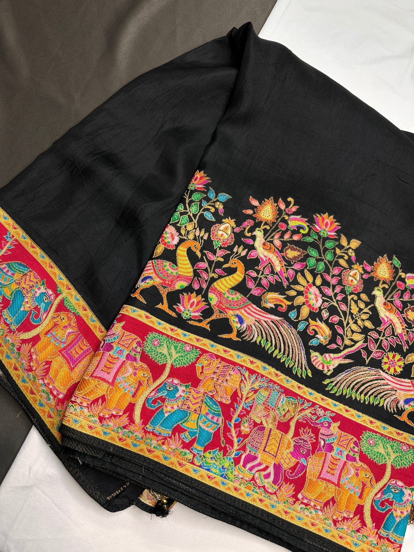 Pure  Pashmina Weaving  Ziraf Silk Saree