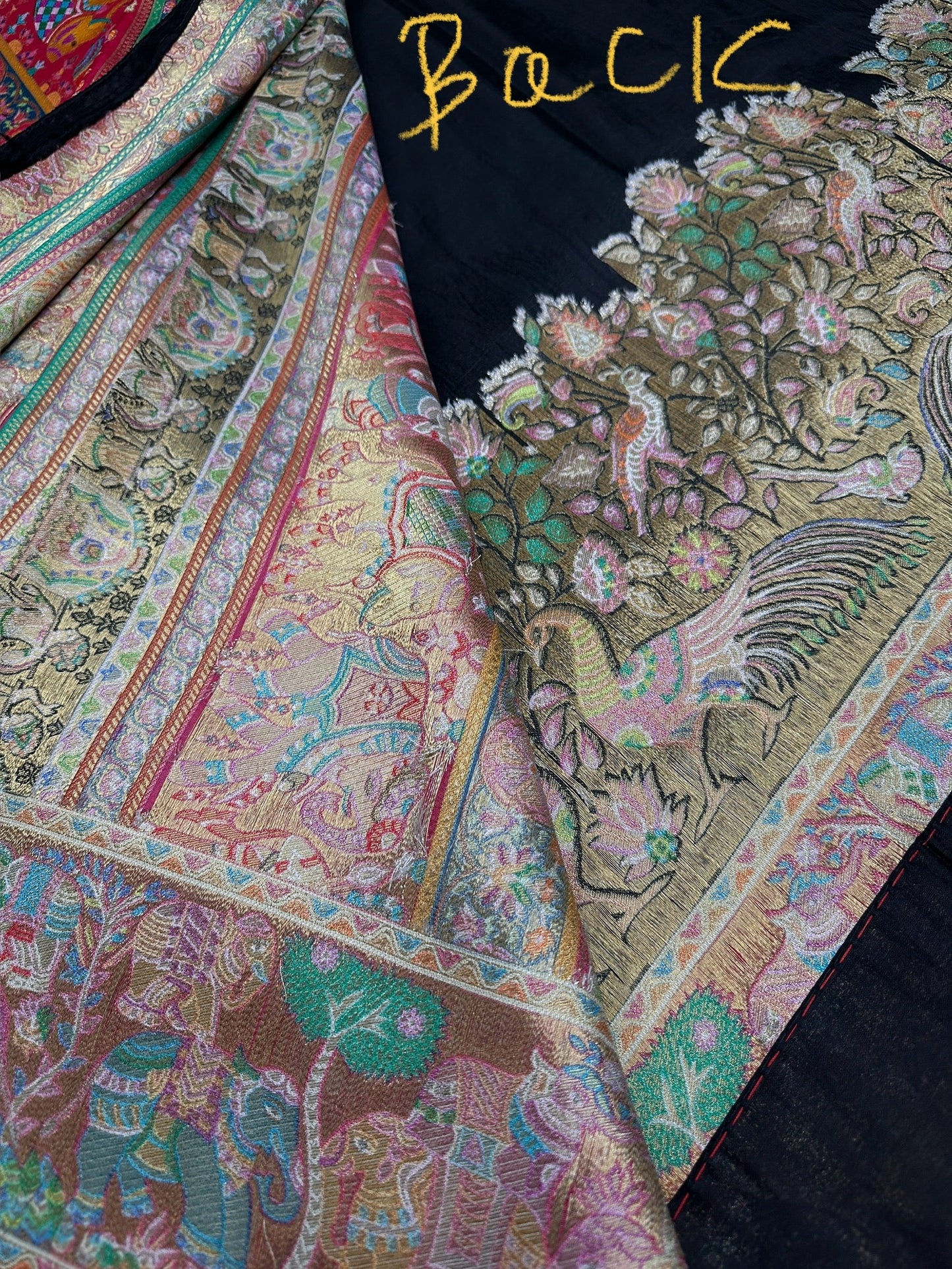 Pure  Pashmina Weaving  Ziraf Silk Saree