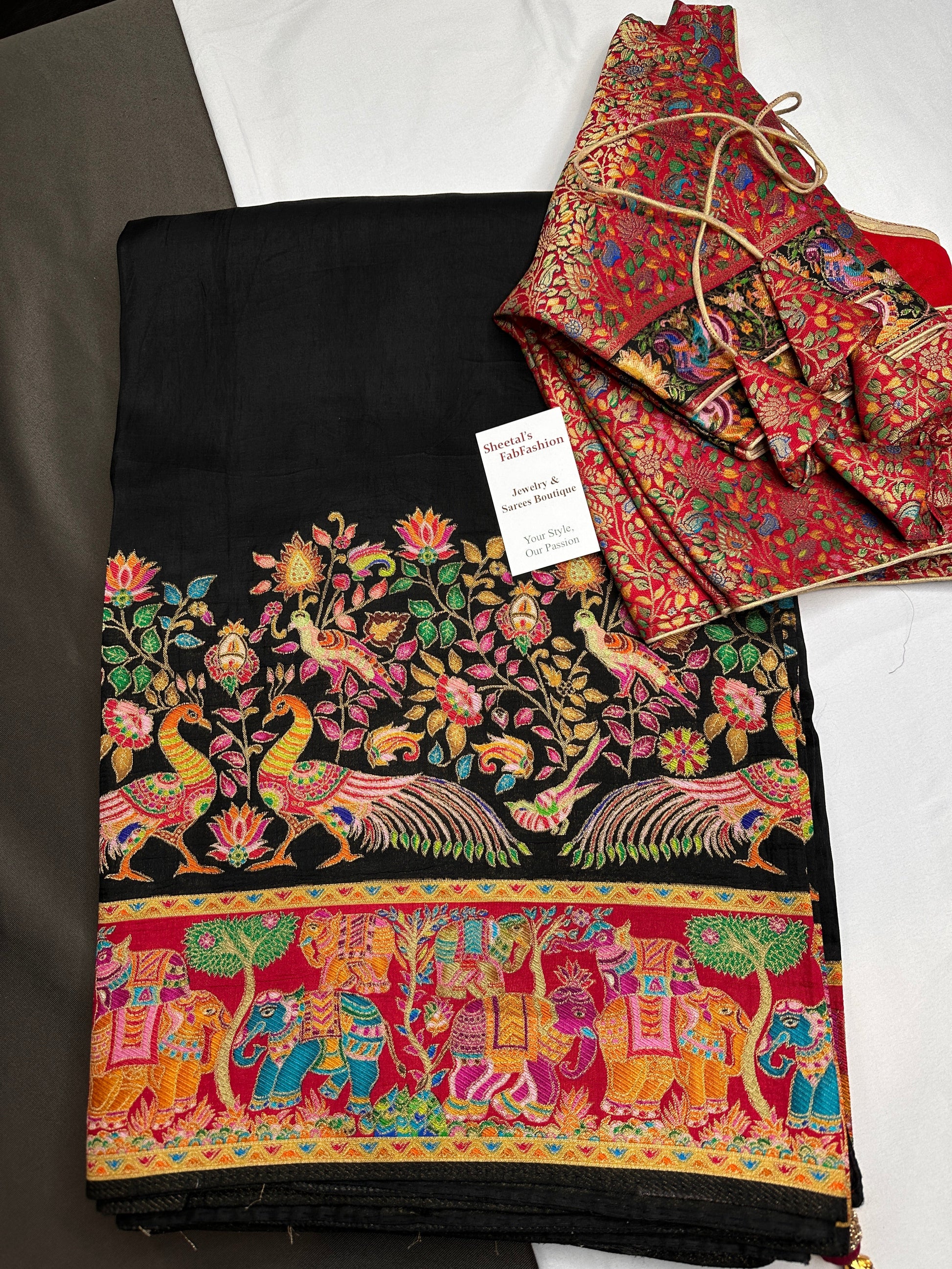 Pure  Pashmina Weaving  Ziraf Silk Saree