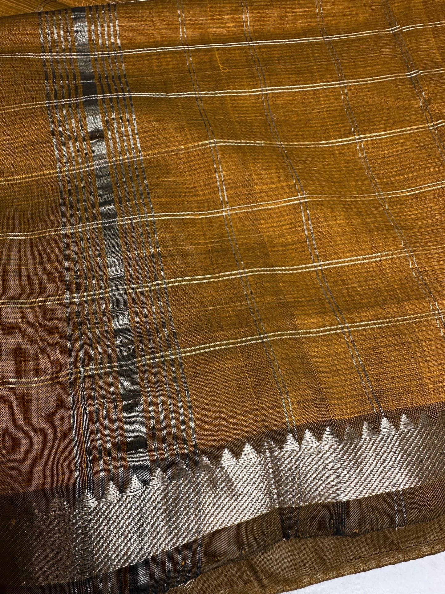 Mustard Brown Cotton Silk Mangalgiri Saree