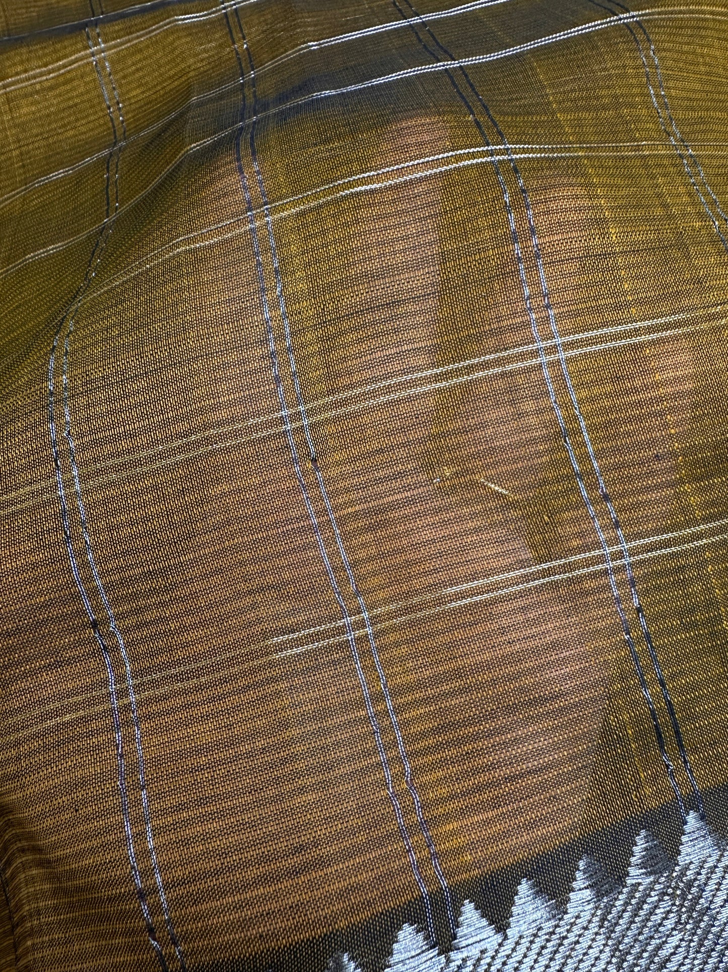 Mustard Brown Cotton Silk Mangalgiri Saree