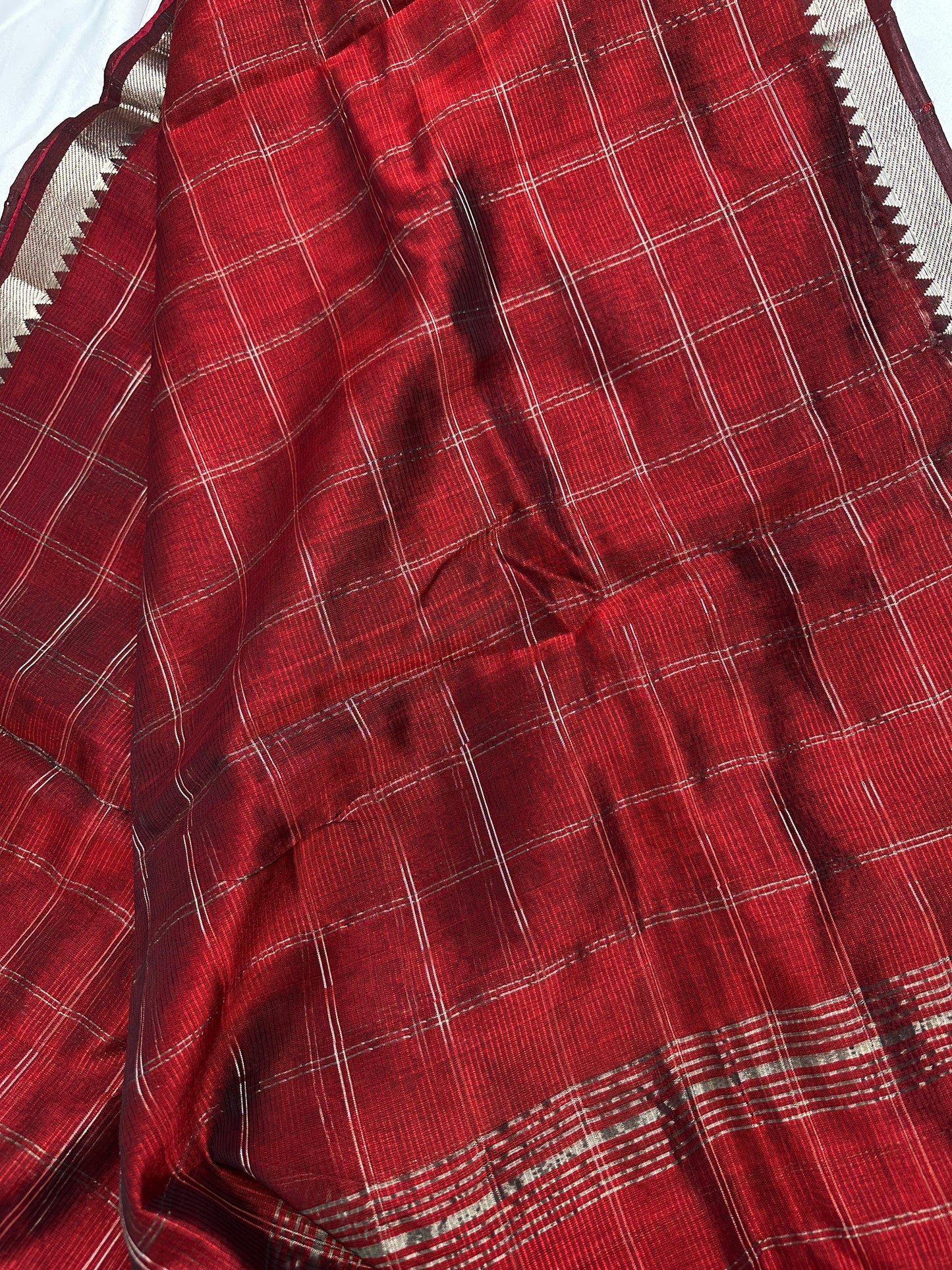 Red Cotton Silk Mangalgiri Saree