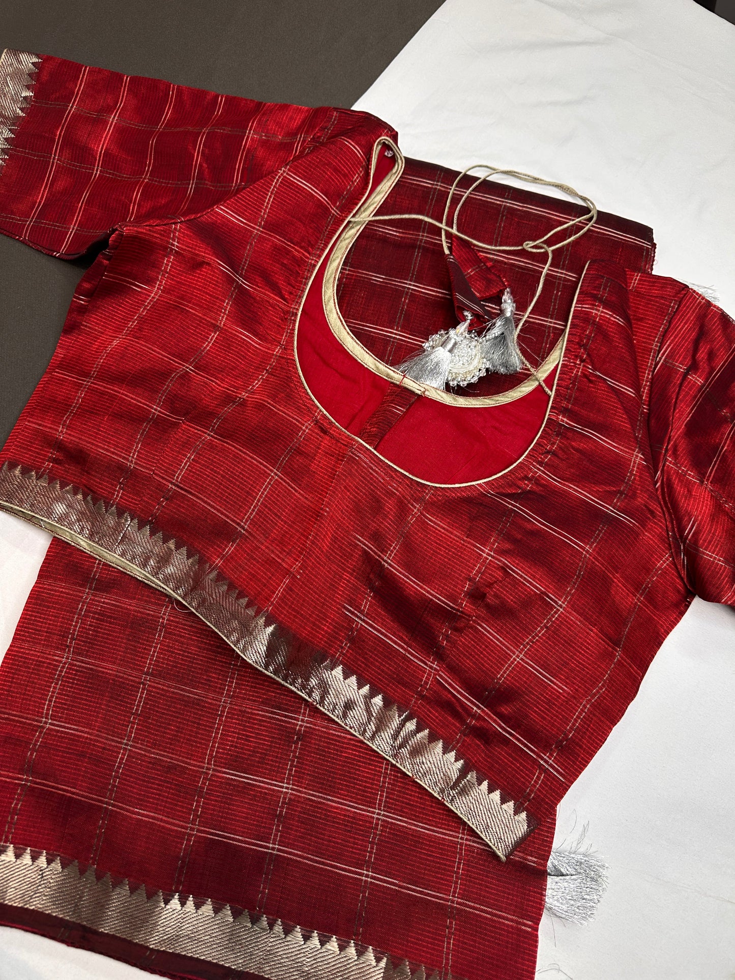 Red Cotton Silk Mangalgiri Saree