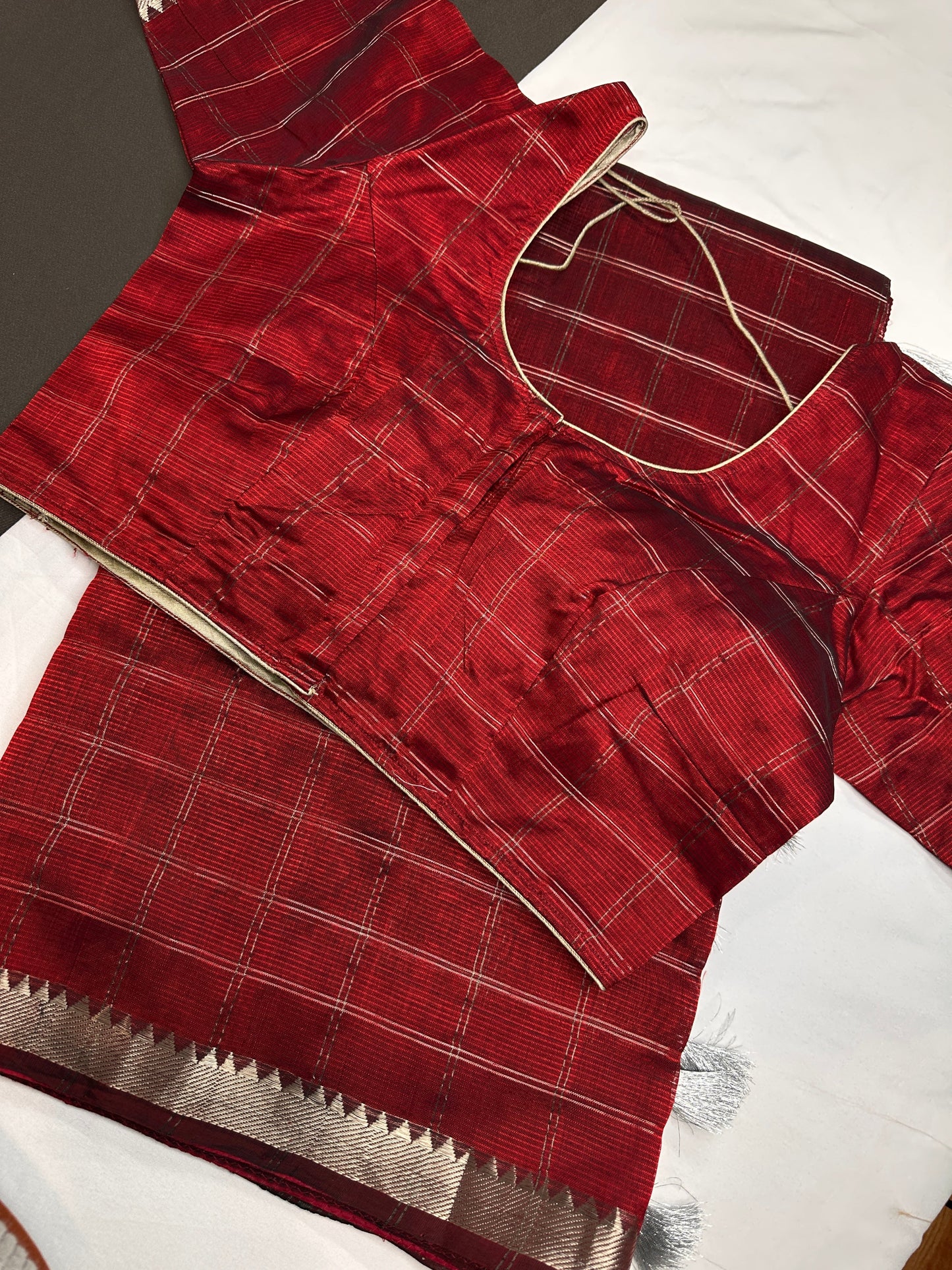 Red Cotton Silk Mangalgiri Saree
