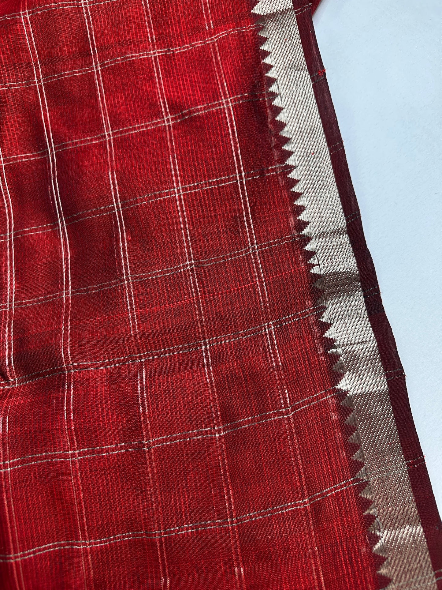 Red Cotton Silk Mangalgiri Saree