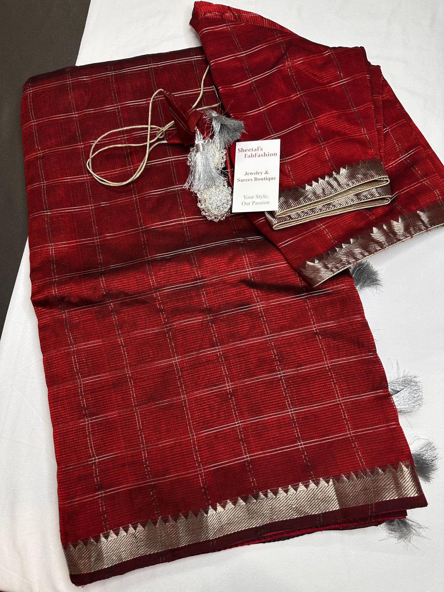 Red Cotton Silk Mangalgiri Saree