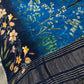 Floral Pure Chiffon Blue Saree