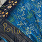 Floral Pure Chiffon Blue Saree