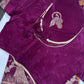 Purple Magenta Peacock Pattern Banarsi Silk Saree