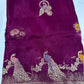 Purple Magenta Peacock Pattern Banarsi Silk Saree