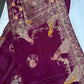 Purple Magenta Peacock Pattern Banarsi Silk Saree
