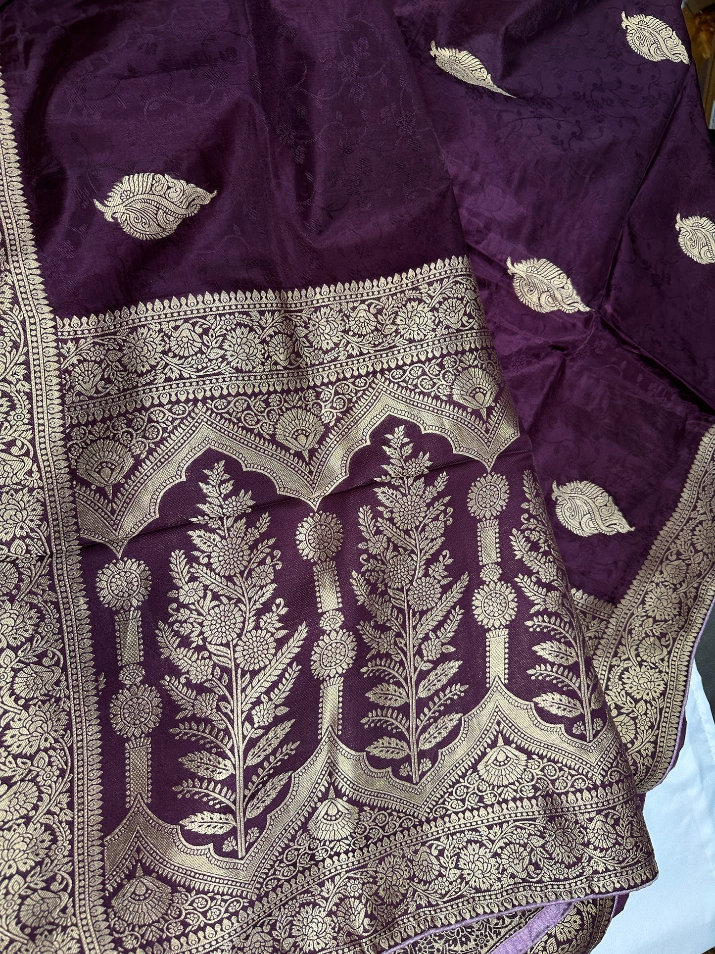 Purple Plum Banarsi Silk Saree