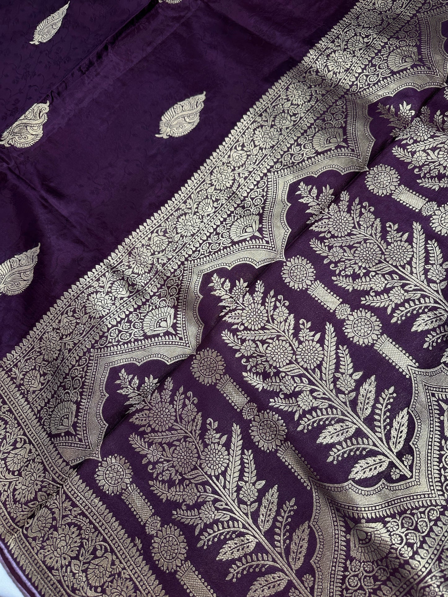 Purple Plum Banarsi Silk Saree