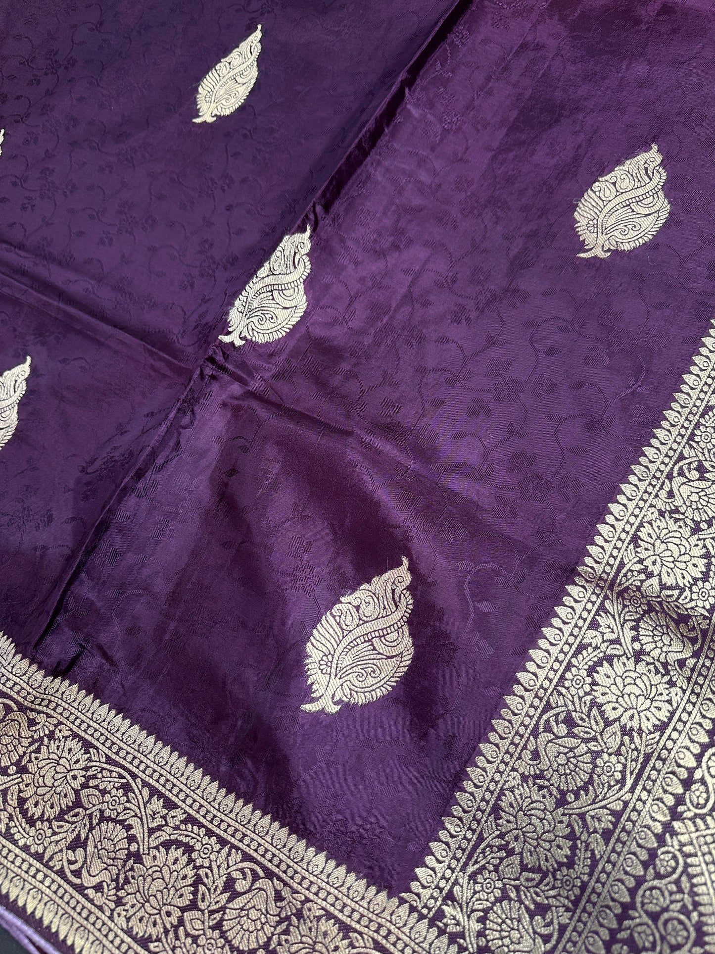 Purple Plum Banarsi Silk Saree