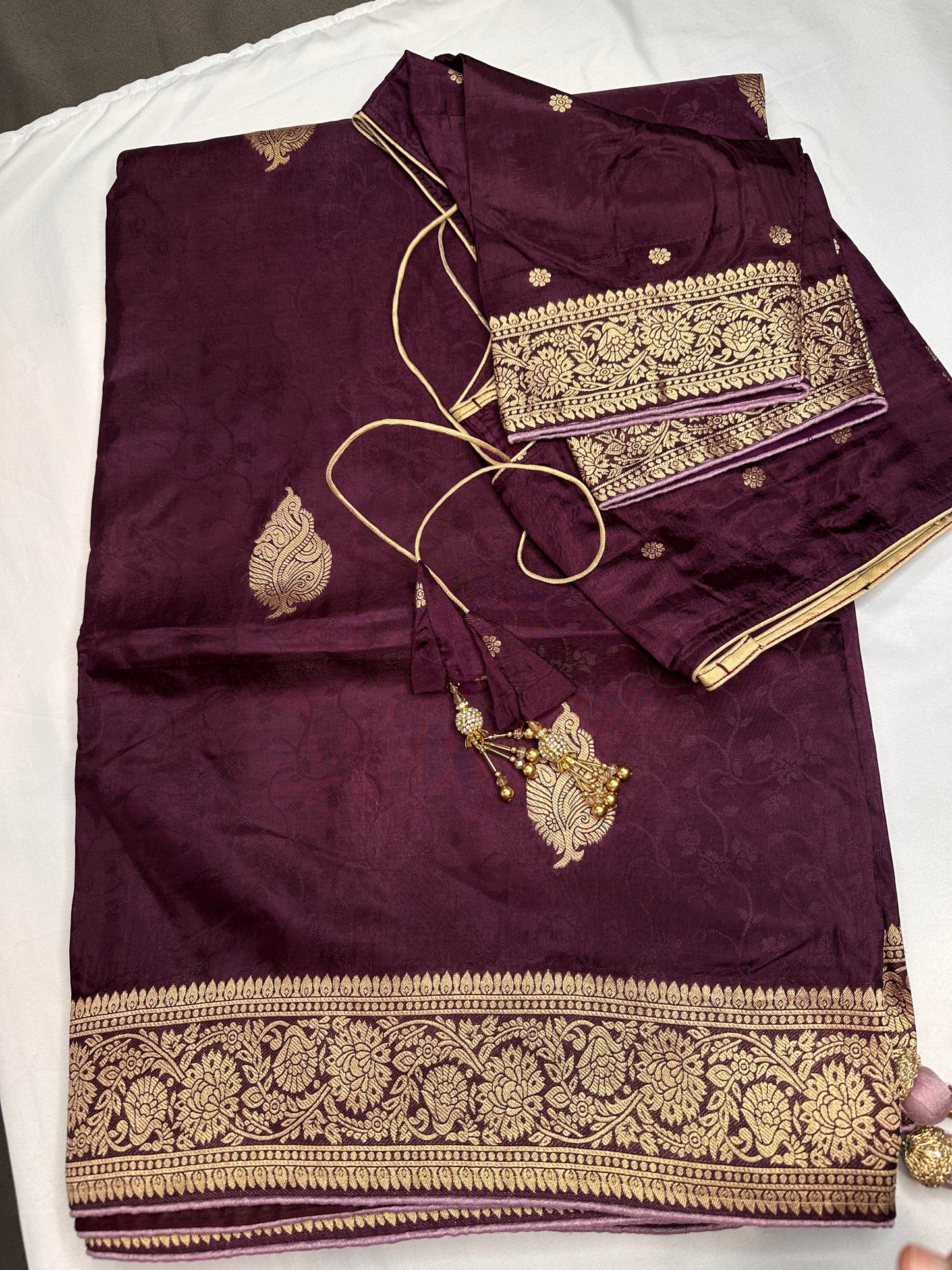 Purple Plum Banarsi Silk Saree