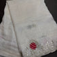 White Organza Tissue Silk Saree with Badhani Blouse