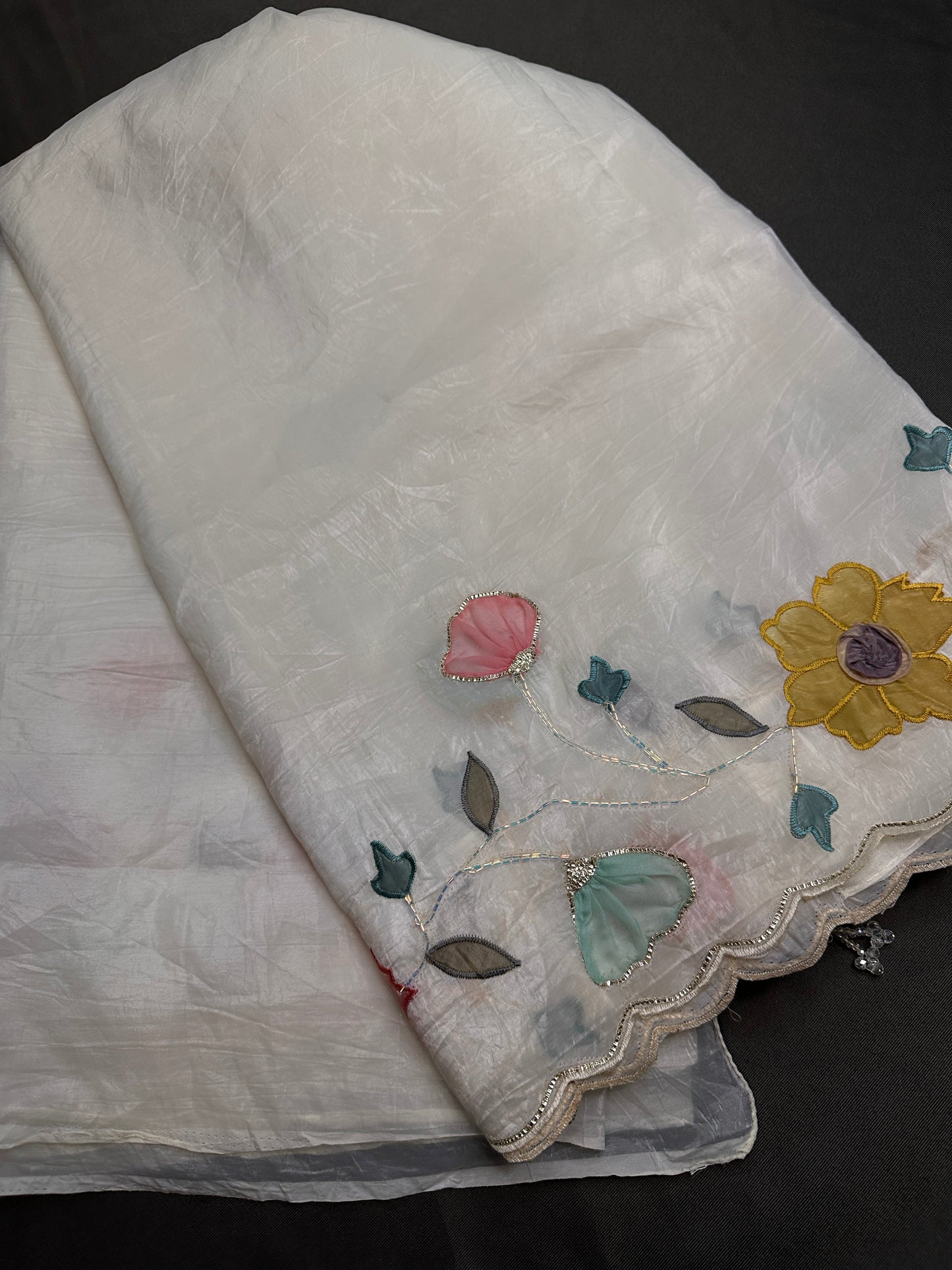 White Organza Tissue Silk Saree