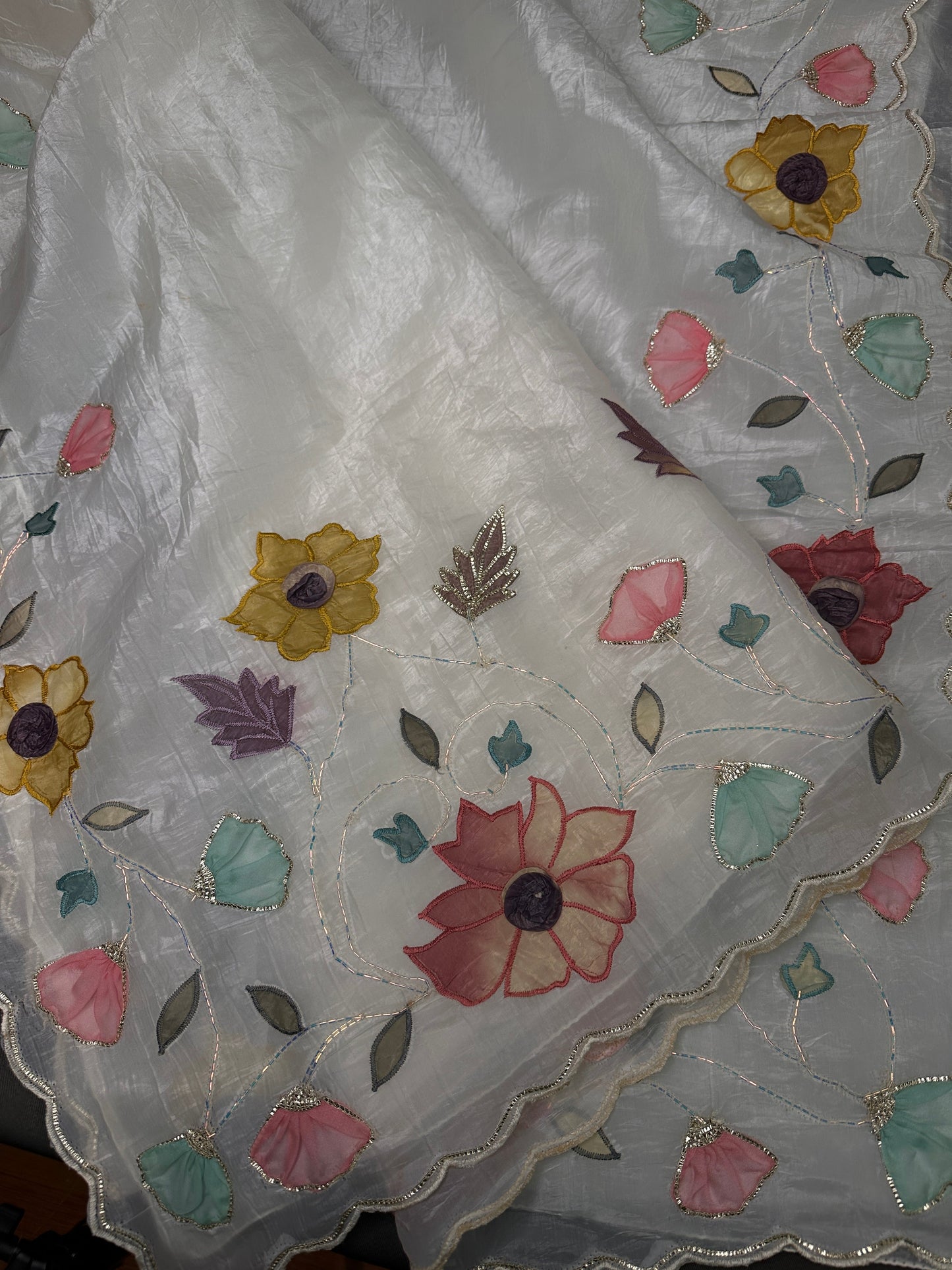 White Organza Tissue Silk Saree