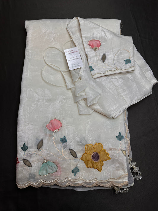 White Organza Tissue Silk Saree