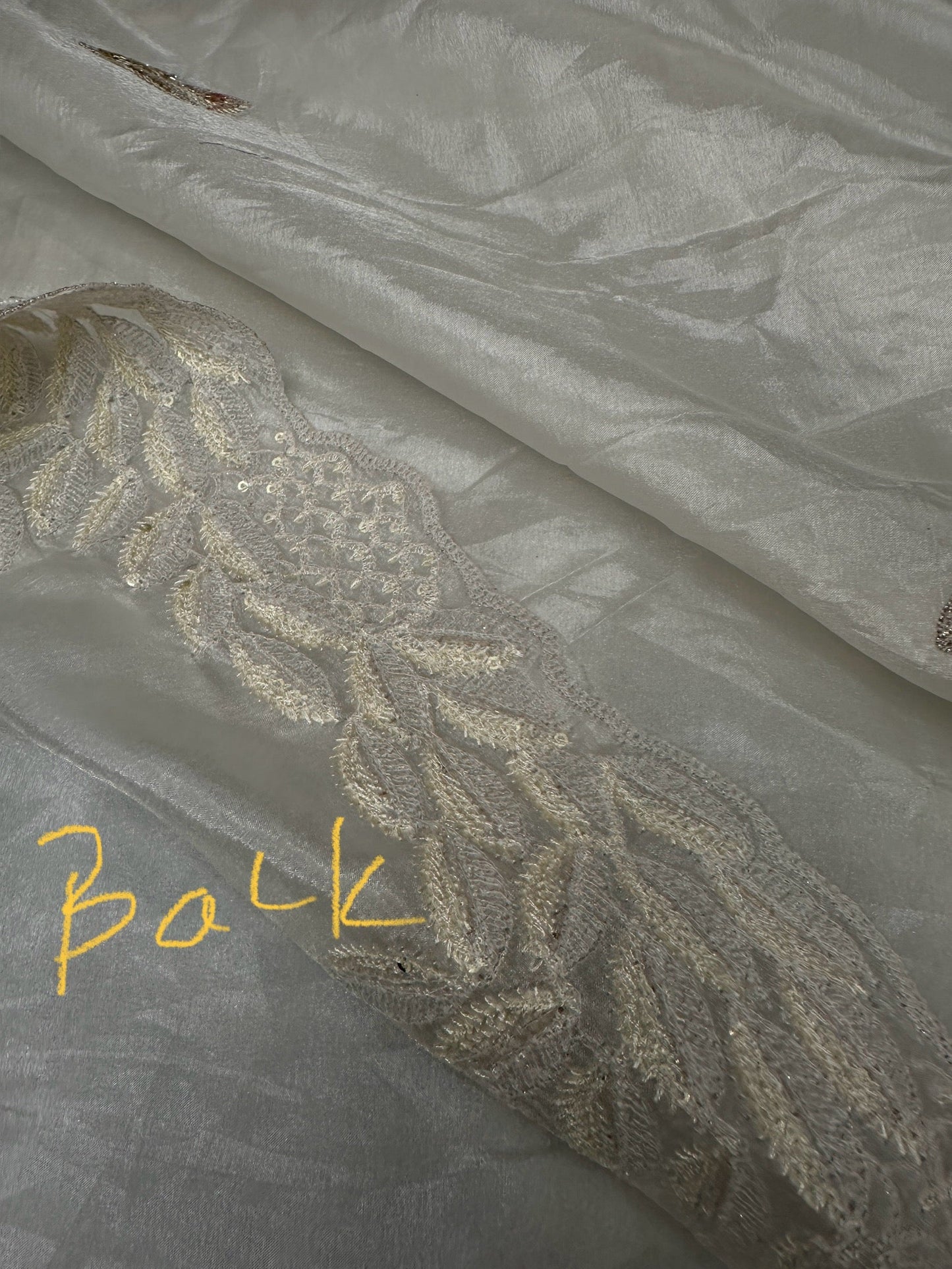 White Organza Designer Tissue Silk Saree With Sequence