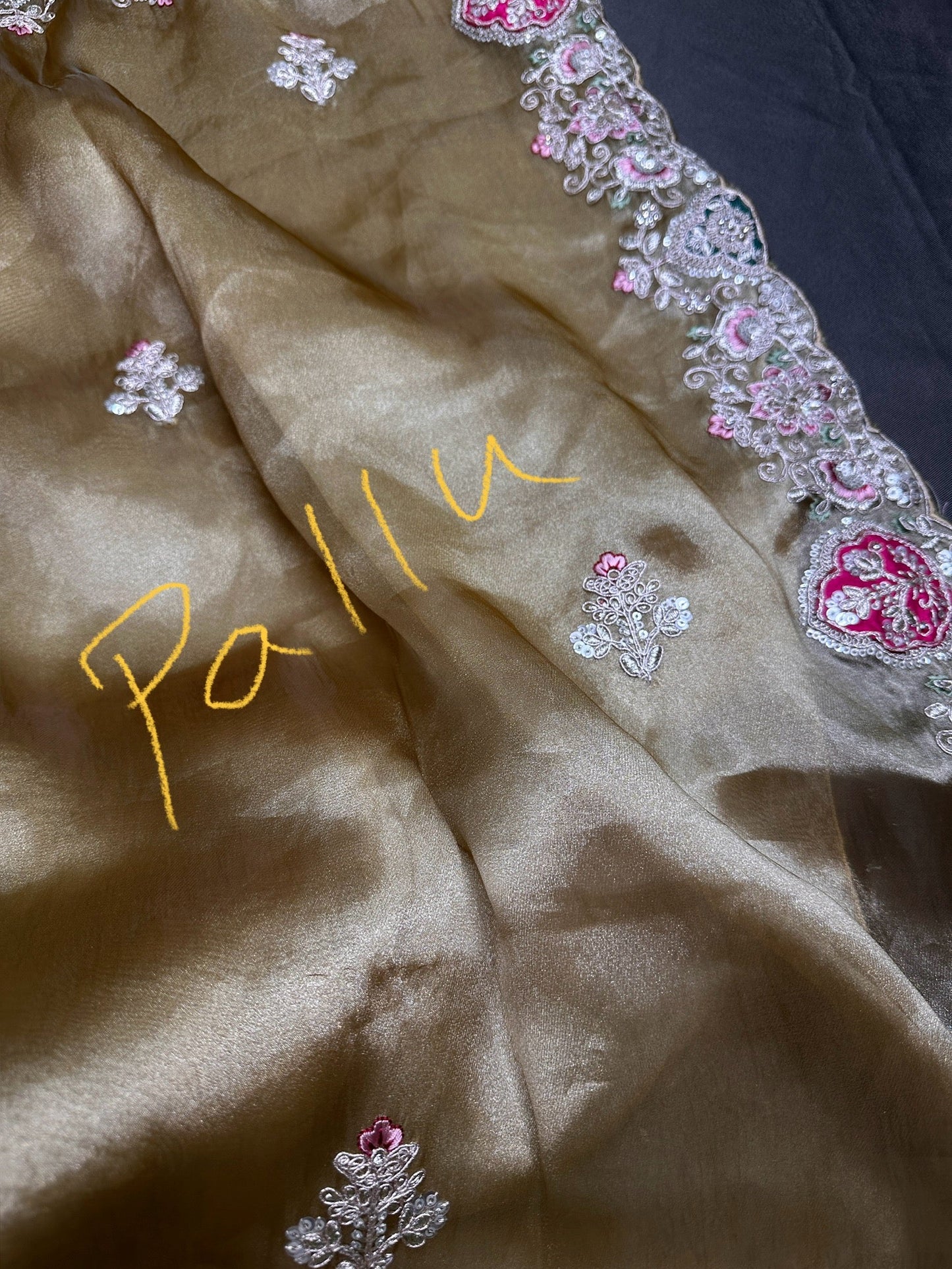 Gold  Organza Designer Tissue Silk Saree