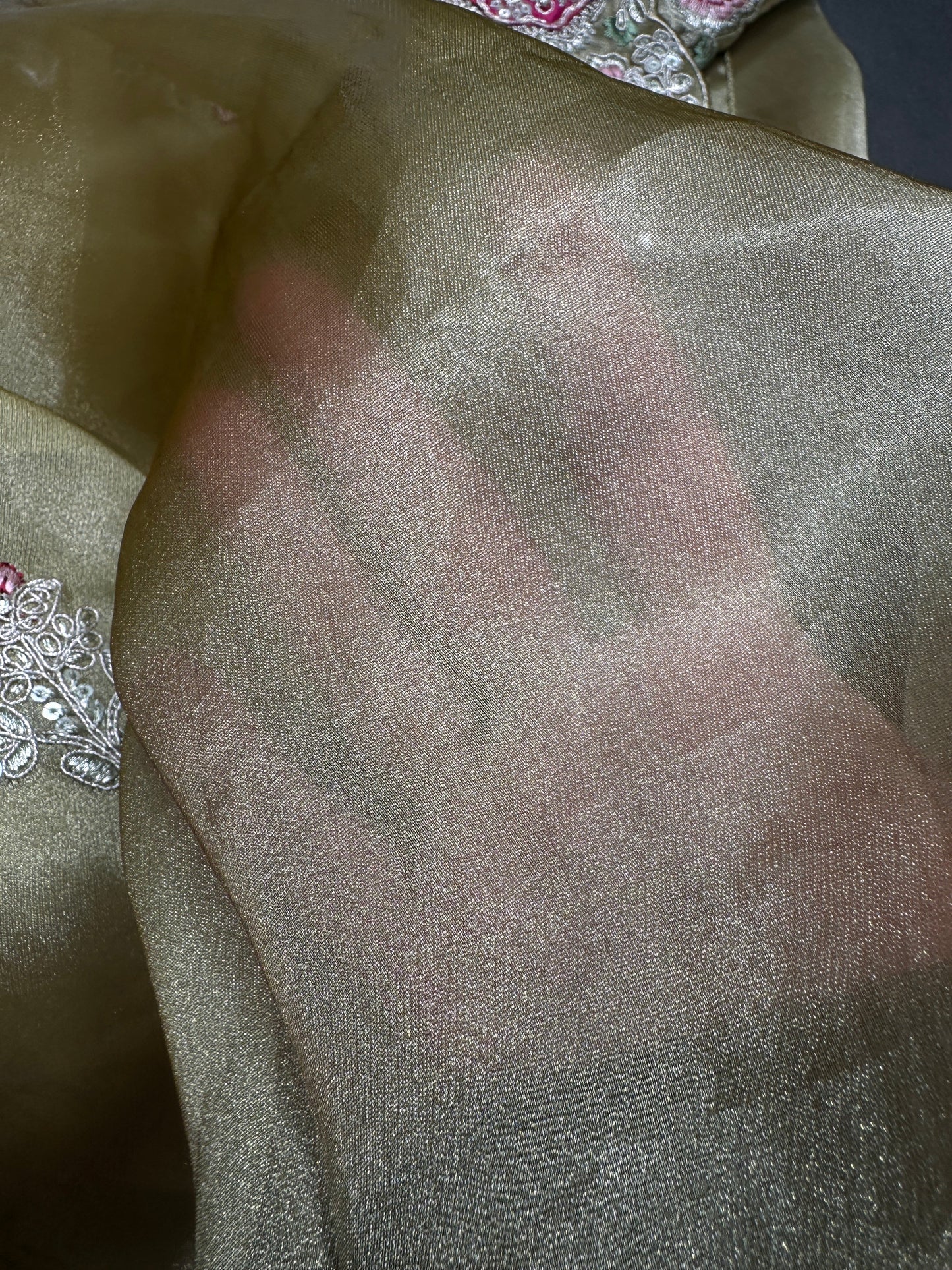 Gold  Organza Designer Tissue Silk Saree