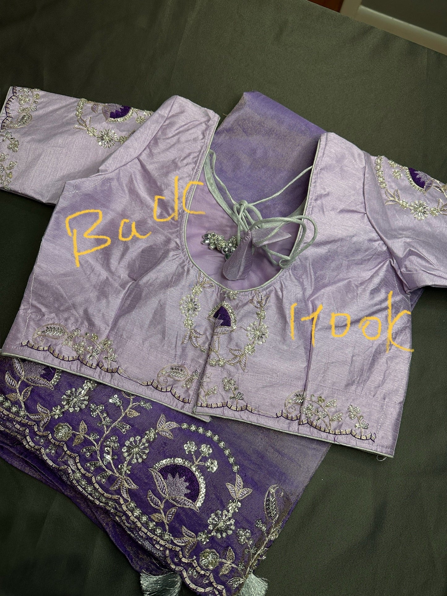 Purple lavender Organza Designer Tissue Silk Saree