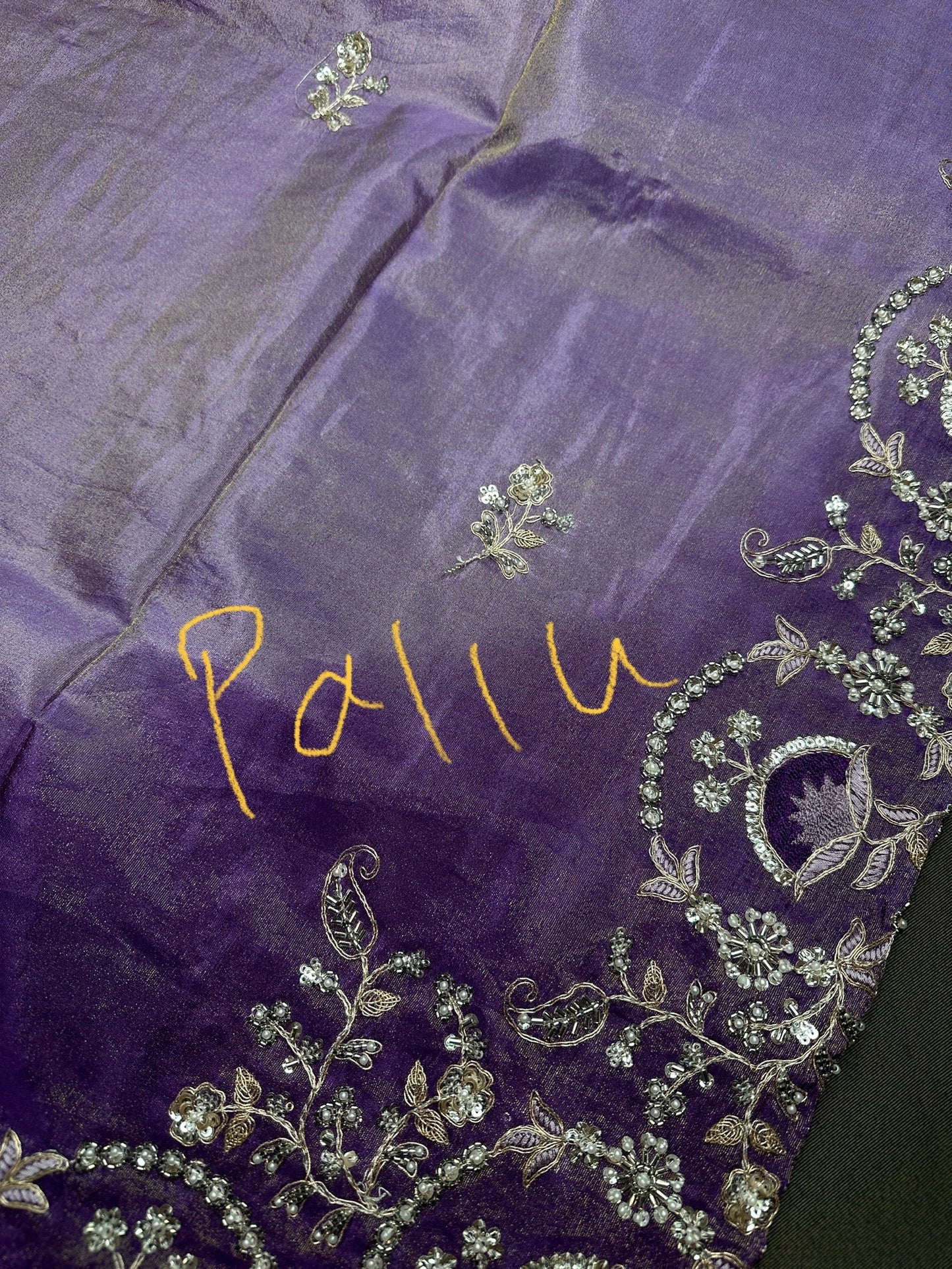 Purple lavender Organza Designer Tissue Silk Saree