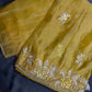 Yellow Organza Designer Tissue Sequence Saree