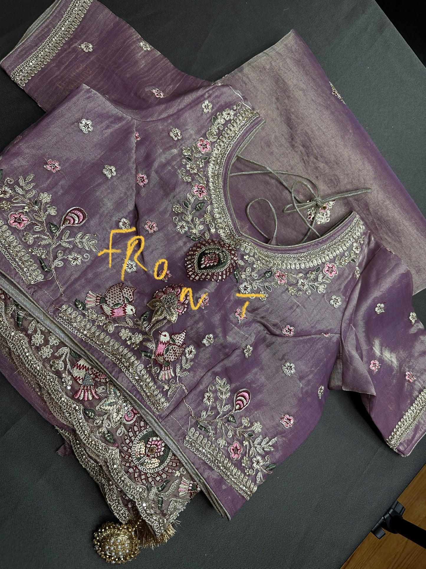 Mauve Organza Designer Tissue Sequence Saree