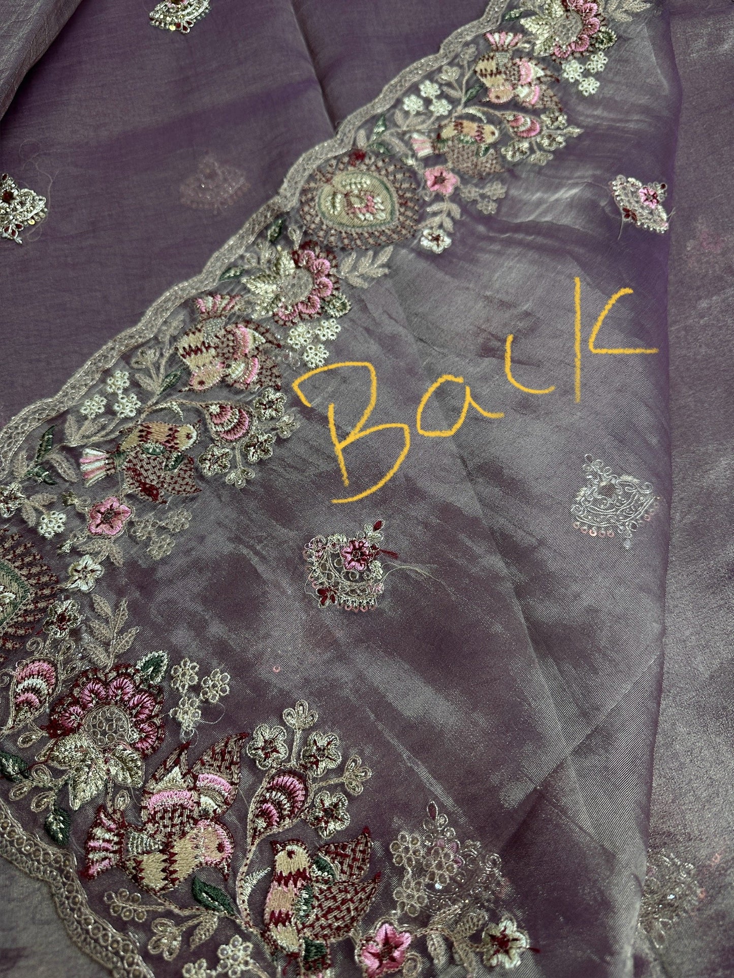 Mauve Organza Designer Tissue Sequence Saree