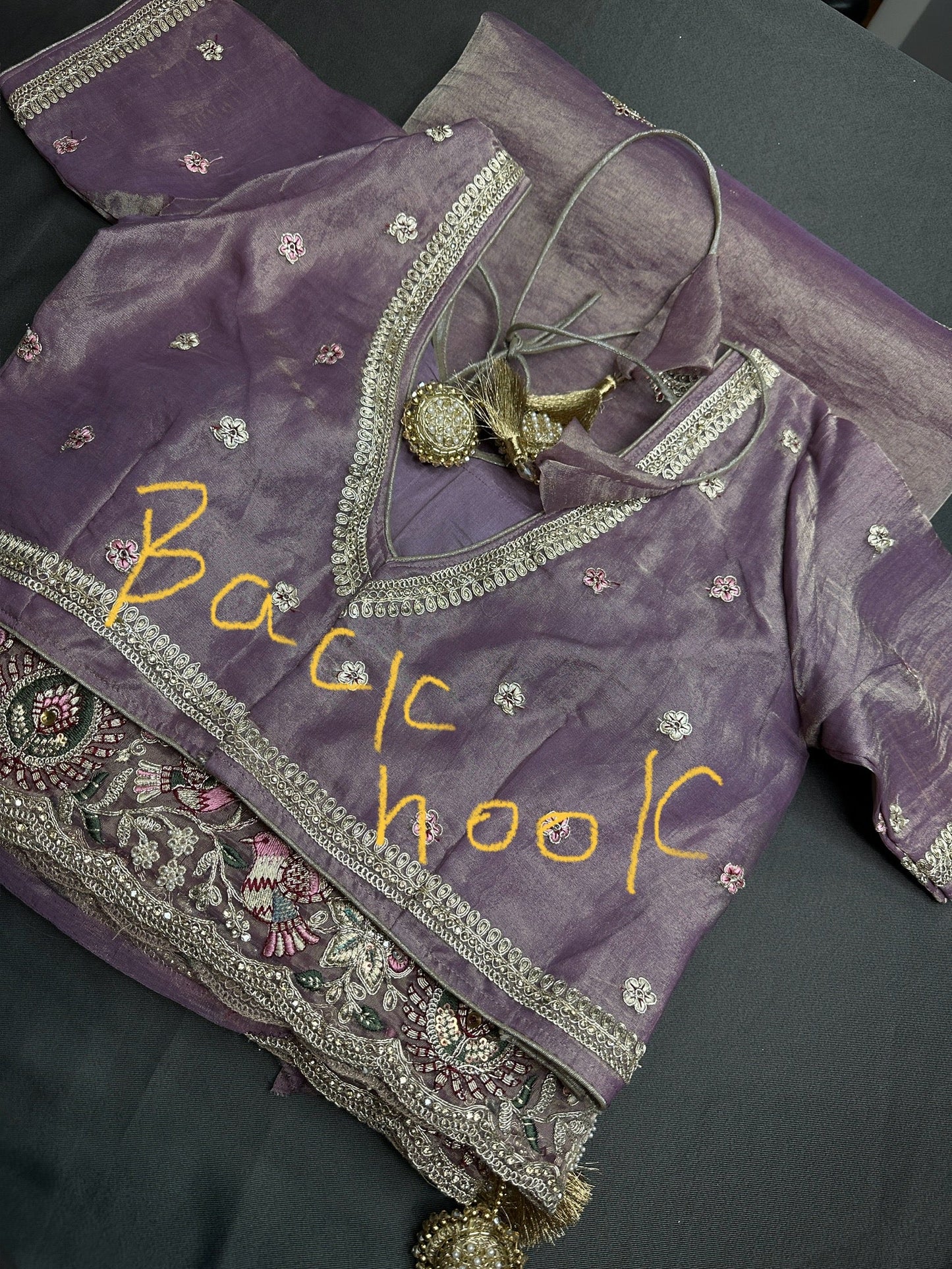 Mauve Organza Designer Tissue Sequence Saree