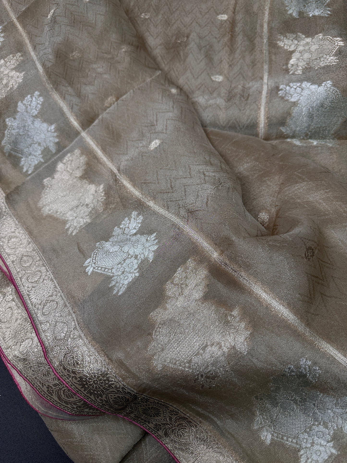 Banarsi Tissue Georgettte Gold Saree