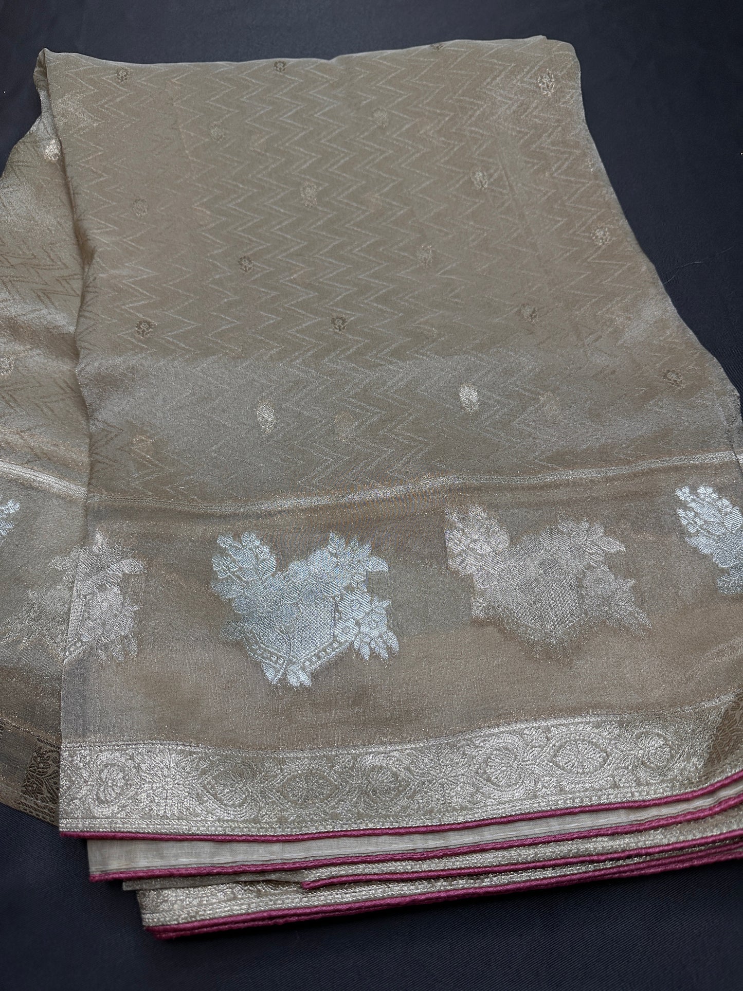 Banarsi Tissue Georgettte Gold Saree