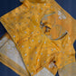 Yellow Banarsi Crepe Silver Weaving Saree