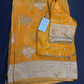 Yellow Banarsi Crepe Silver Weaving Saree